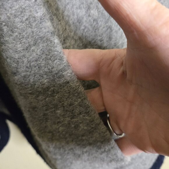 J.Crew Wool Blend Wrap Cardigan Jacket Gray Navy Trim Pockets Size S - Picture 4 of 7